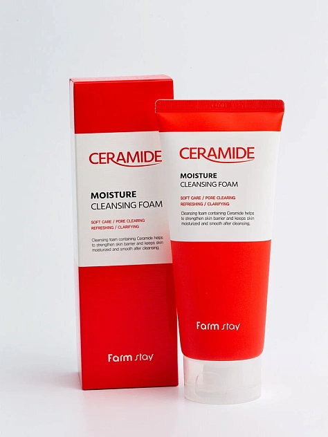 Пенка увлажняющая очищающая с керамидами FarmStay Ceramide Moisture Cleansing Foam, 180 мл