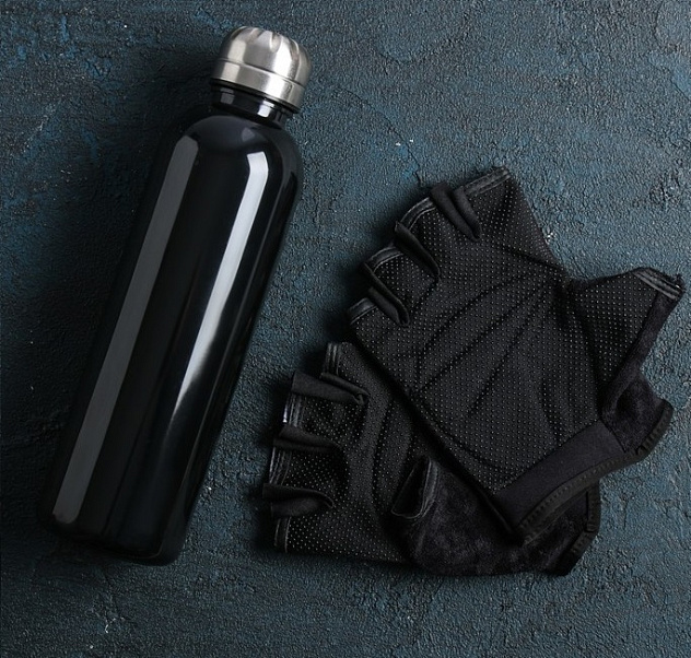Набор для тренировок «Спорт»: перчатки, бутылка для воды 600 мл